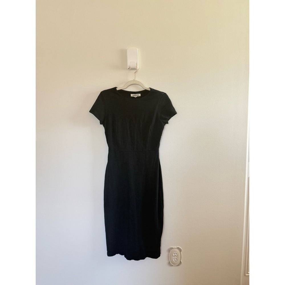 Boden  • Black‎ Cotton Jersey Short Sleeve Crew Neck Midi Dress US 6R D0613